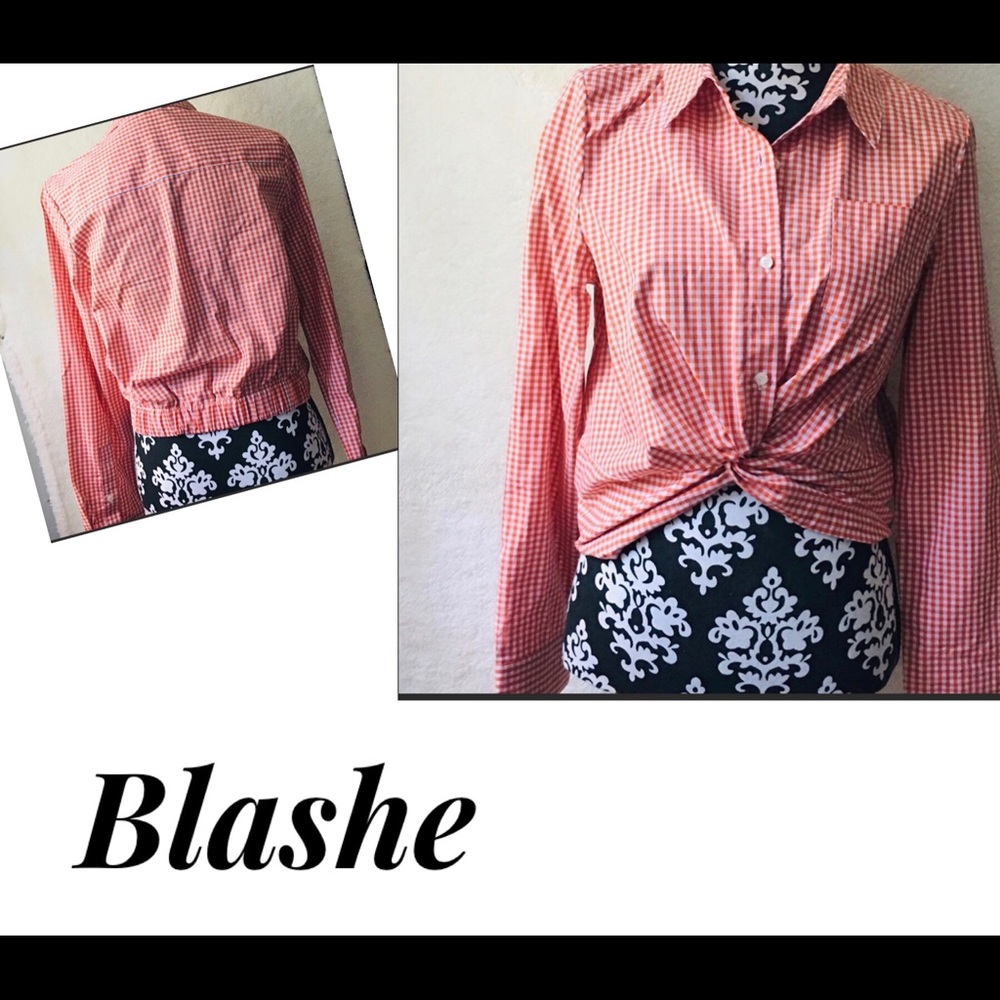 red and white blashe tops size M